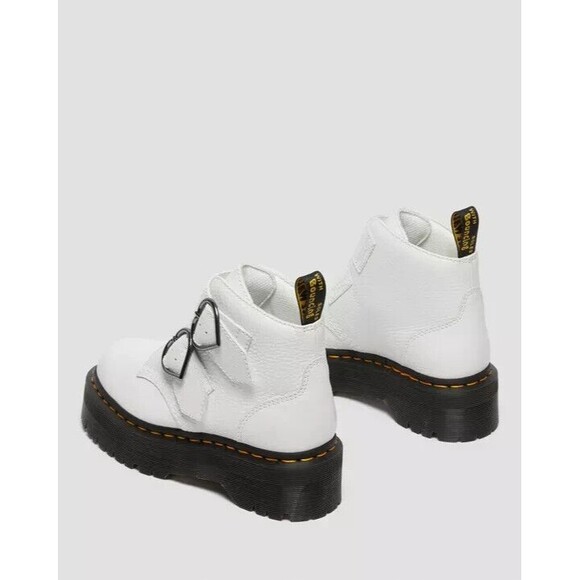 Dr. Martens Devon Heart Platform Boots White Black Leather NWOB - Picture 5 of 15